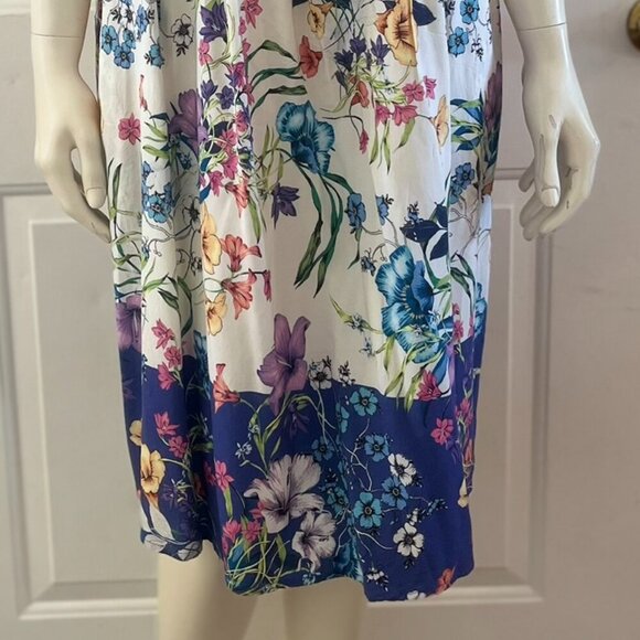 J.Jill Woman's Floral Print Pleated Summer A-Line Midi Dress Sz Lr - Picture 4 of 10